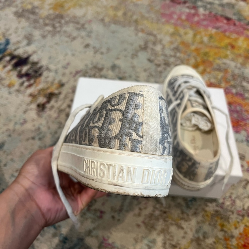 Dior Oblique Canvas Low-Top Sneakers in Gray & Cream - Picture 4 of 11
